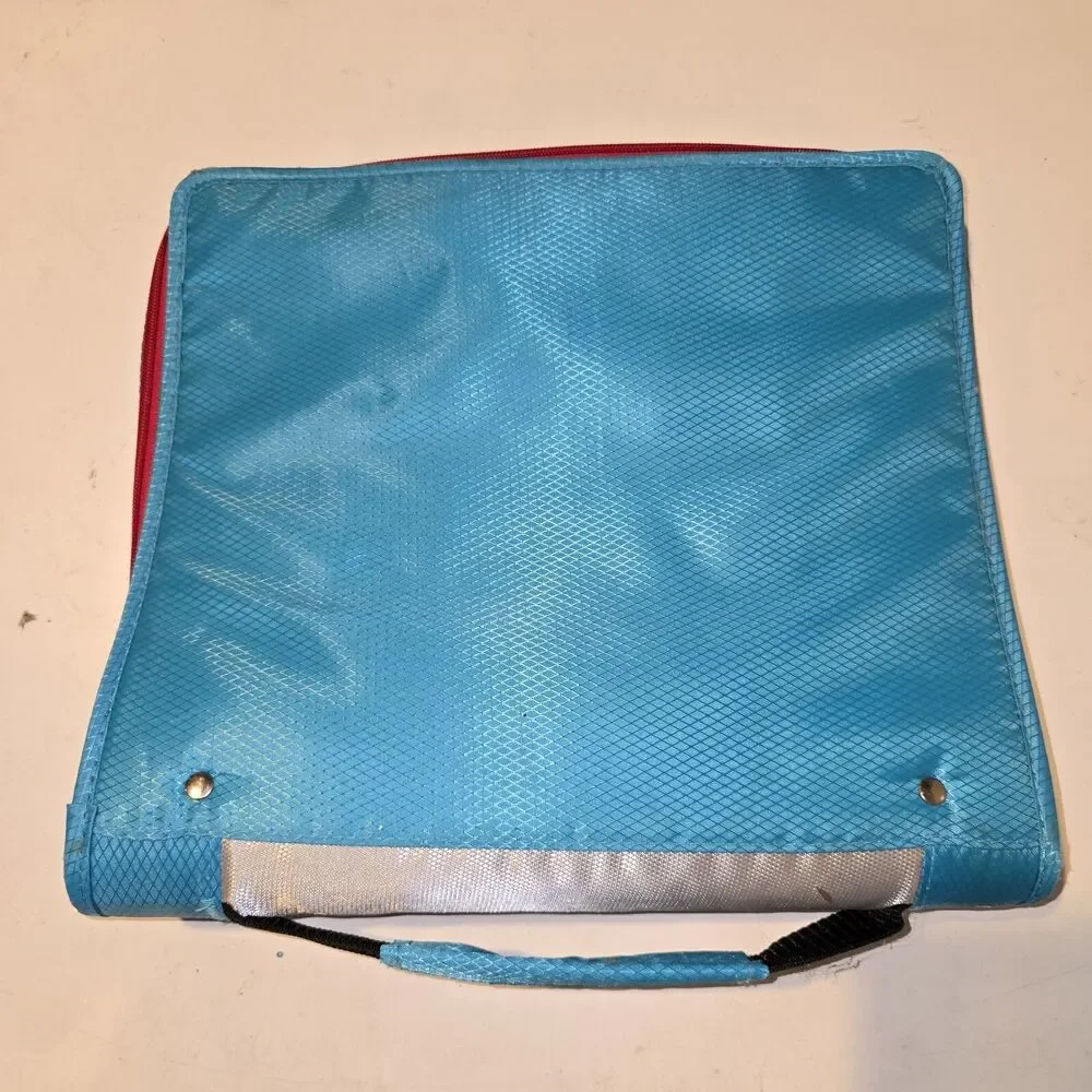 Five Star Zip Binder Three Ring Zipper Pouches Blue Red Handle Vintage Style